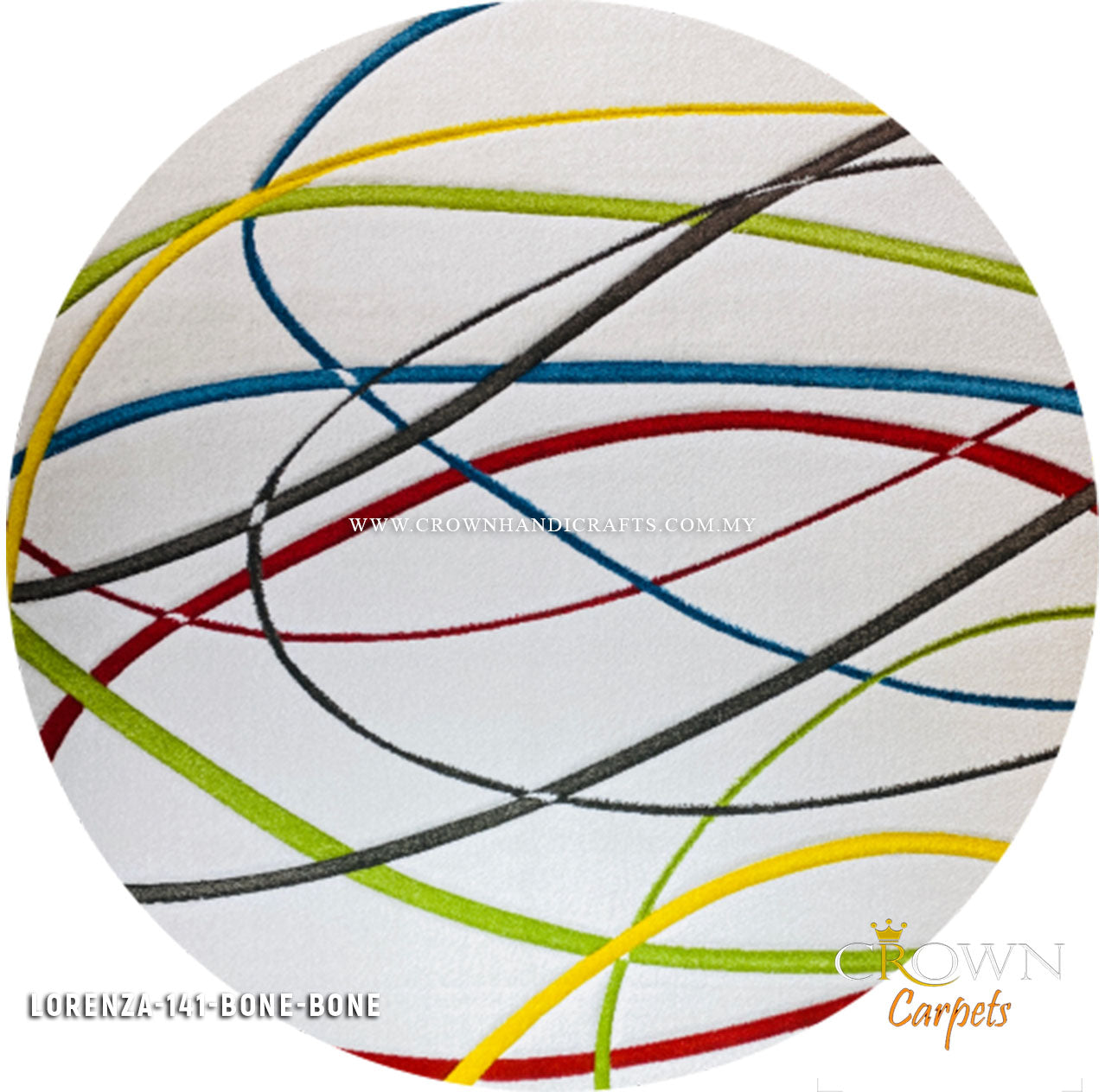 I Love Minimalist I Inspire Calmness Round Rugs by Crown | Lorenza 141 Bone Bone