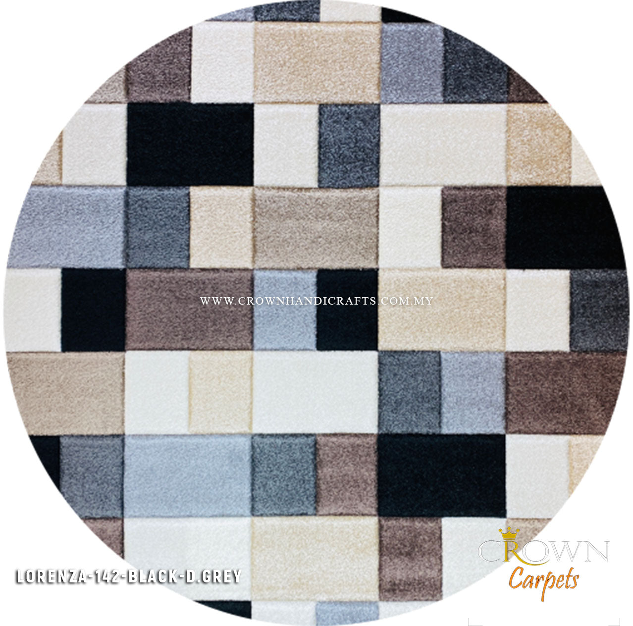 Create Wow Impression to your Living Room by Modern Round Rugs Carpets | Lorenza 142 Black D.Grey