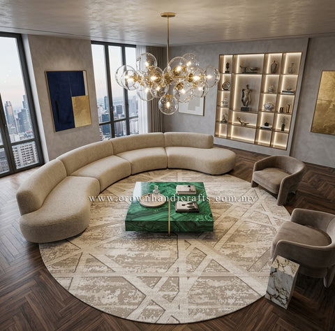 Smooth Fine Rug For Living Room Modern Design Carpet | Modern Mix Round MM142 (160CM DIA)
