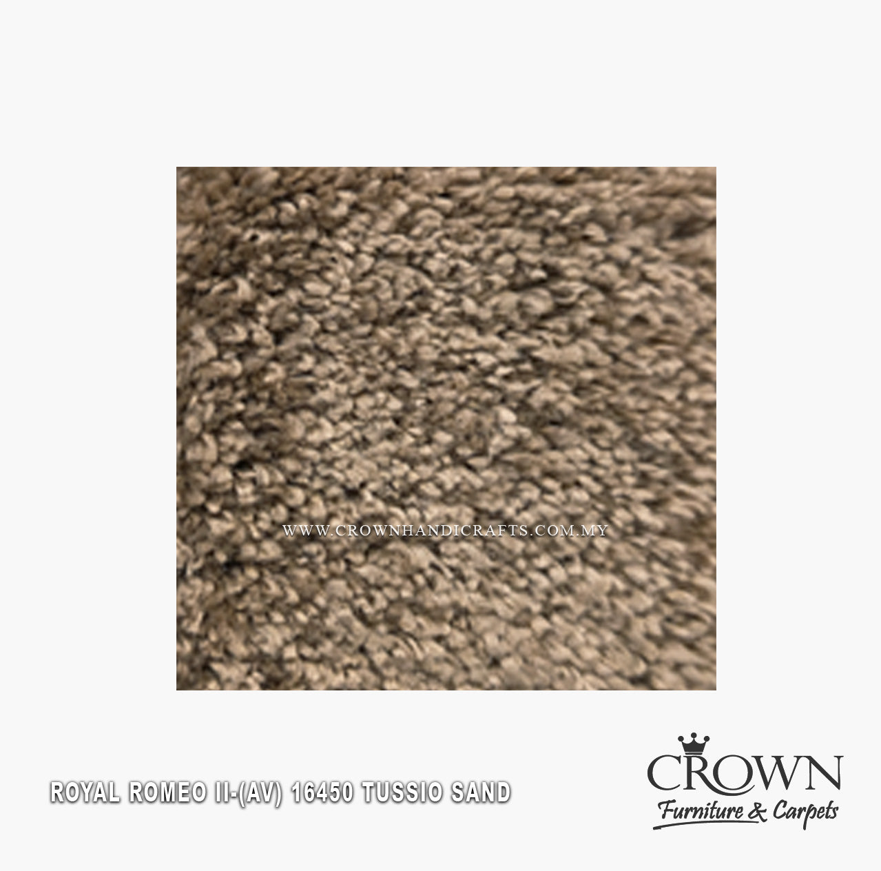 Wall-to-wall plain saxony carpet with dense short pile in sand beige.