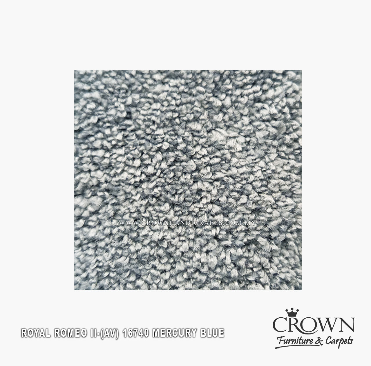 Wall-to-wall plain saxony carpet with dense short pile in cool light blue.