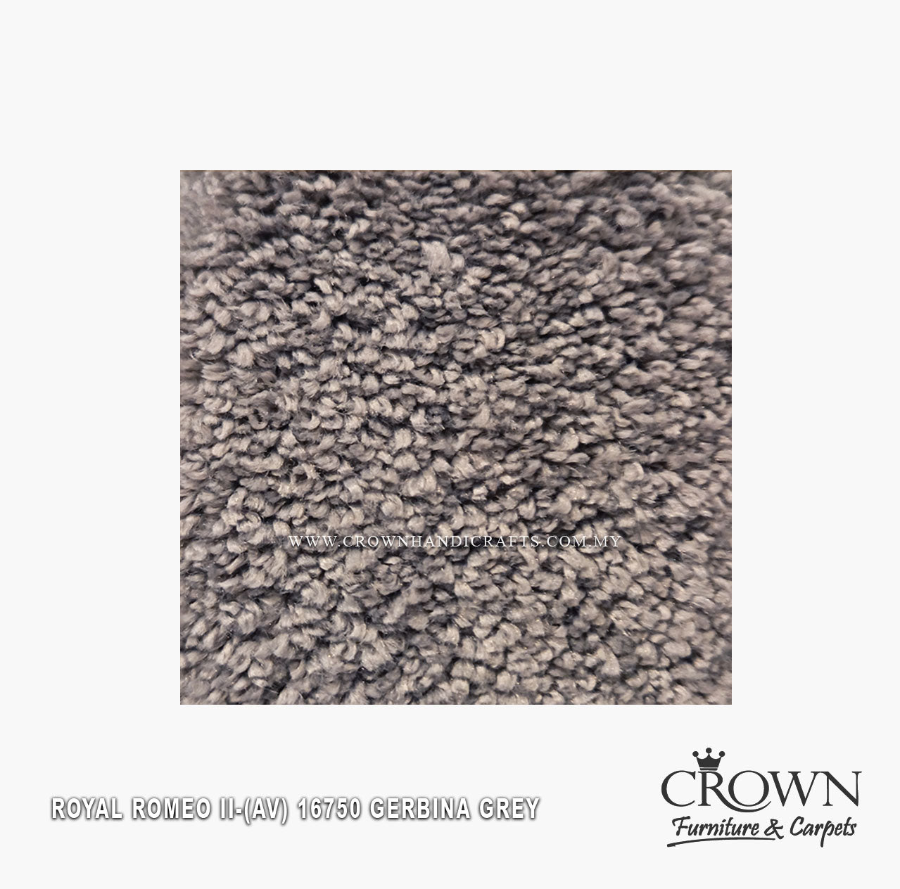 Wall-to-wall plain saxony carpet with dense short pile in medium grey.