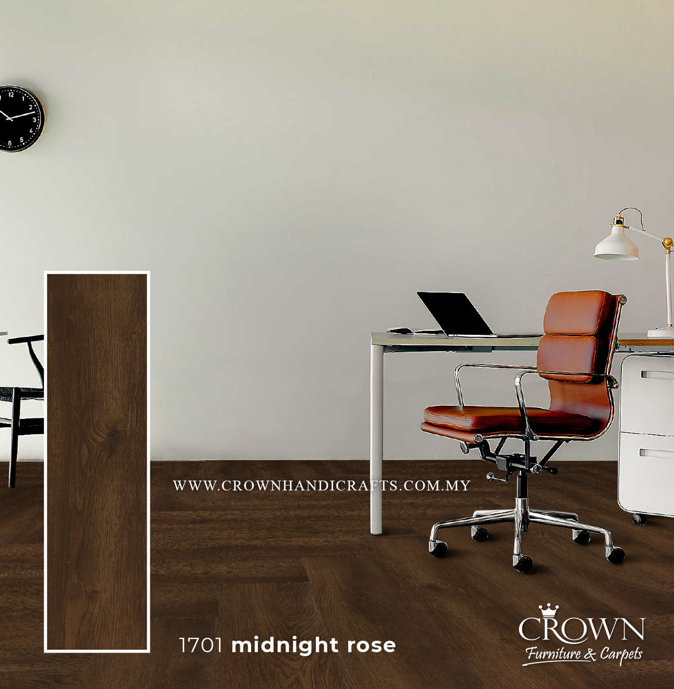 3MM KOREAN VINYL PLANK MIDI 1701-MIDNIGHT ROSE (FP) | 184X950 | DURABLE VINYL WOOD FLOORING MALAYSIA | BOX 19PCS/35.5SF