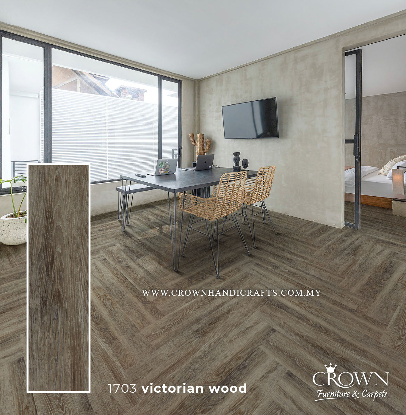 3MM KOREAN VINYL PLANK MIDI 1703-VICTORIAN WOOD (FP) | 184X950 | AUTHENTIC WOOD LOOK VINYL FLOORING | BOX 19PCS/35.5SF