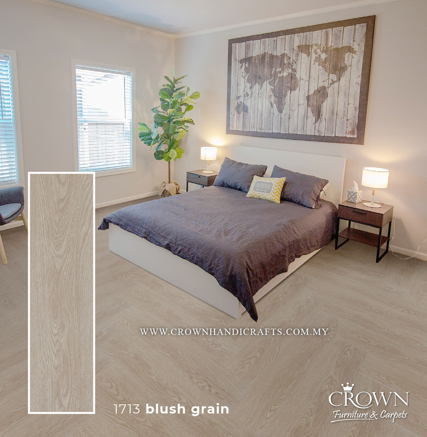 3MM KOREAN VINYL PLANK MIDI 1713-BLUSH GRAIN (FP) | 184X950 | DURABLE VINYL WOOD FLOORING MALAYSIA | BOX 19PCS/35.5SF