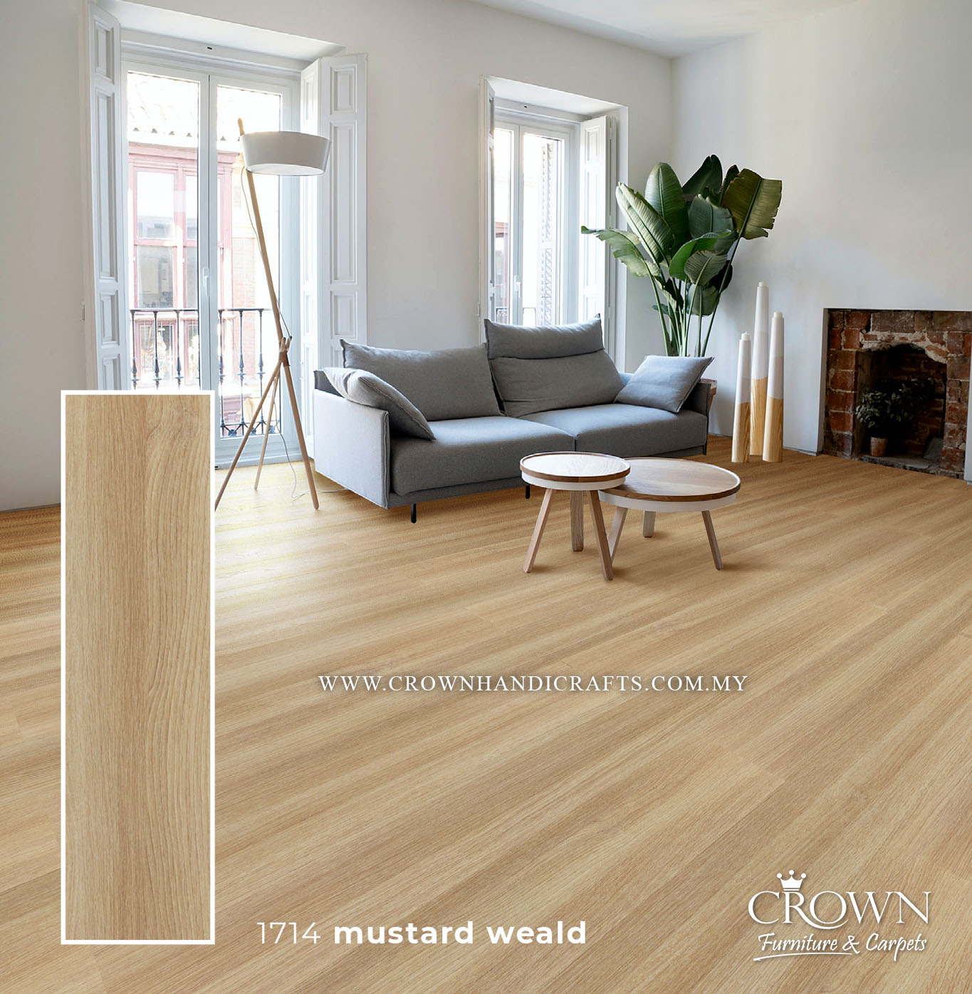 3MM KOREAN VINYL PLANK MIDI 1714-MUSTARD MEALD (FP) | 184X950 | WATERPROOF VINYL PLANK FLOORING | BOX 19PCS/35.5SF