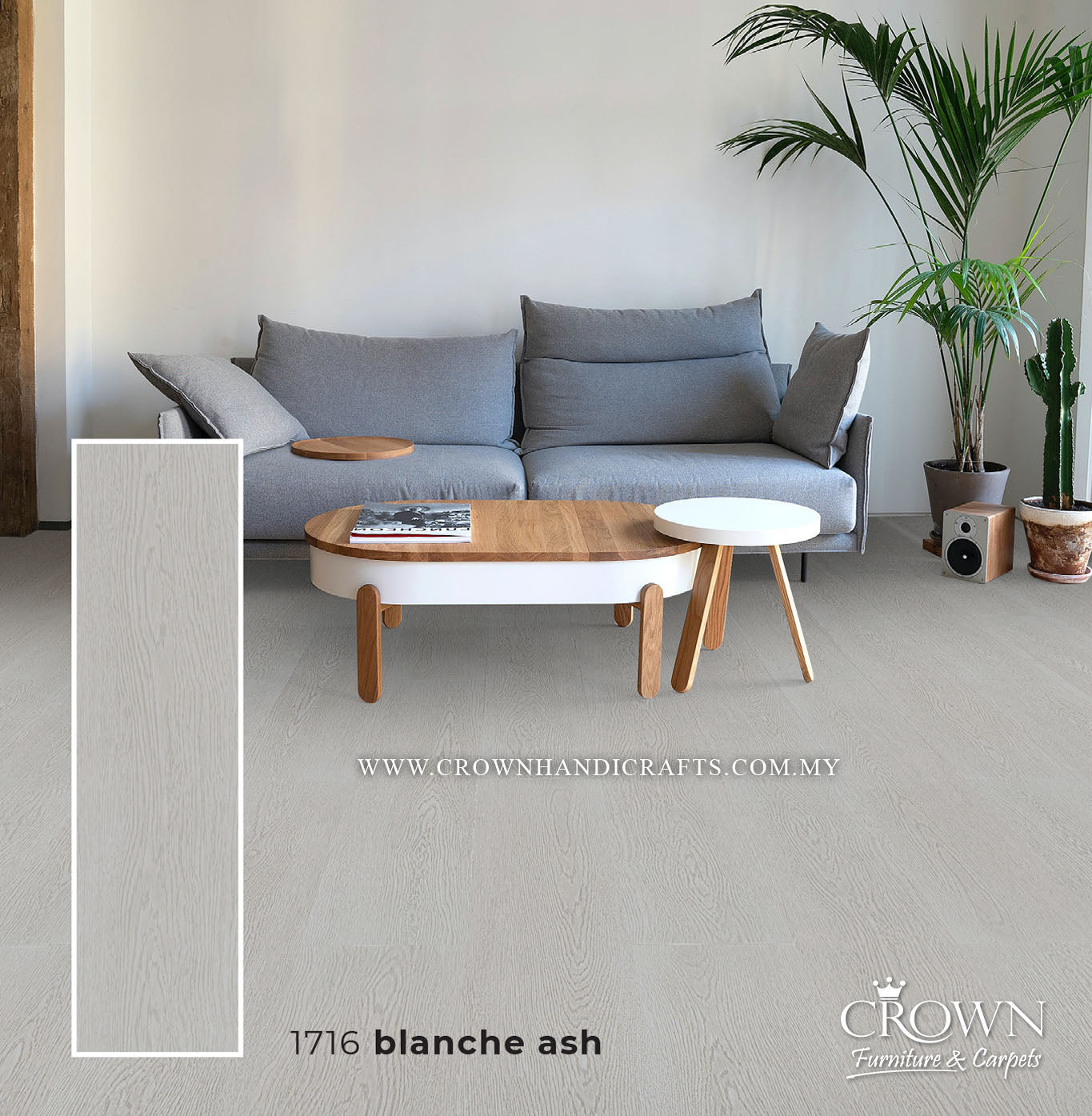3MM KOREAN VINYL PLANK MIDI 1716-BLANCHE ASH (FP) | 184X950 | PREMIUM THICK VINYL FLOORING | BOX 19PCS/35.5SF