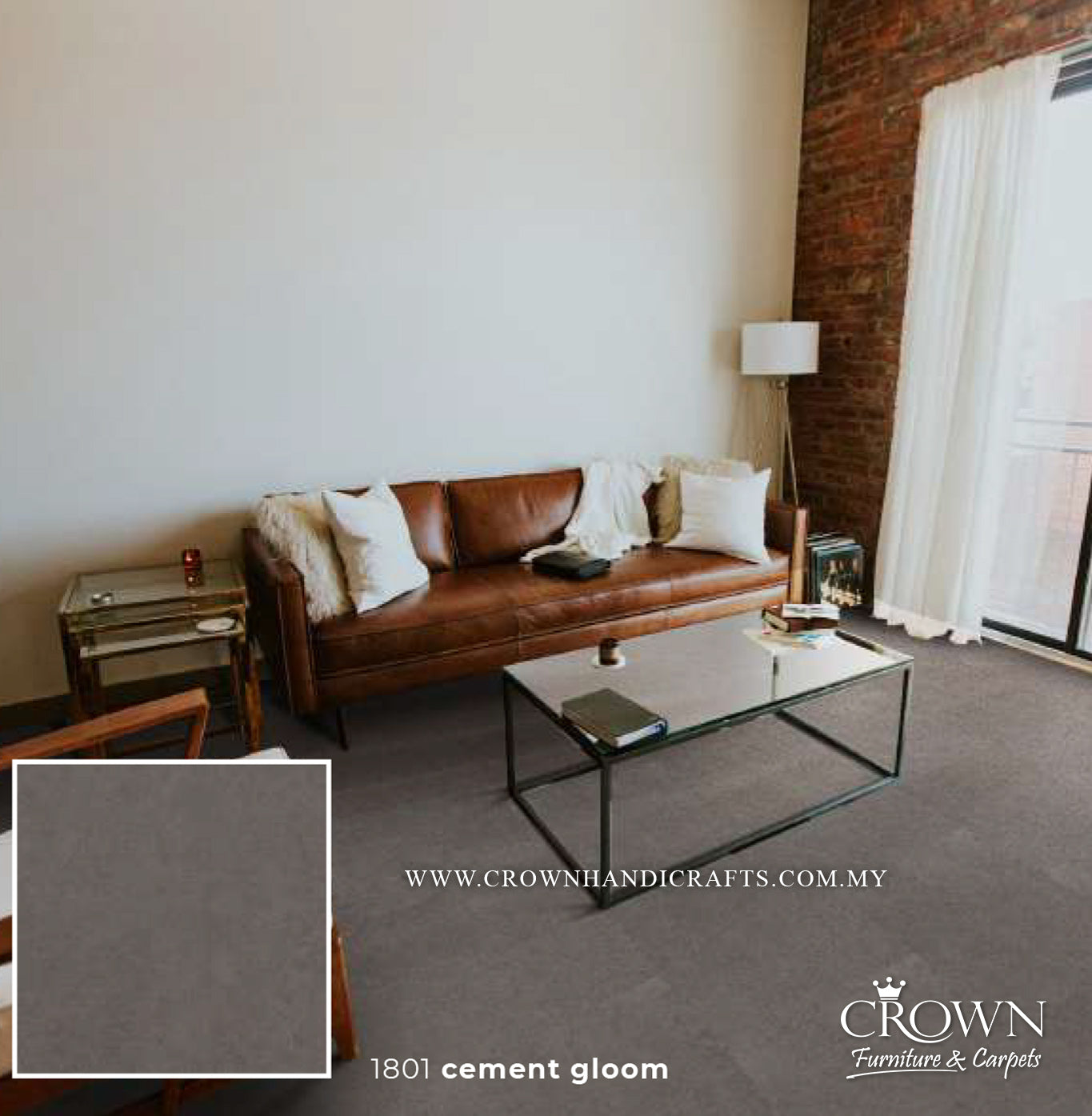 3MM KOREAN VINYL MIDI SQUARE 1801-CEMENT GLOOM (FP) | 457X457 | MALAYSIA’S POPULAR CONCRETE VINYL FLOORING | BOX 16PCS/35.9SF