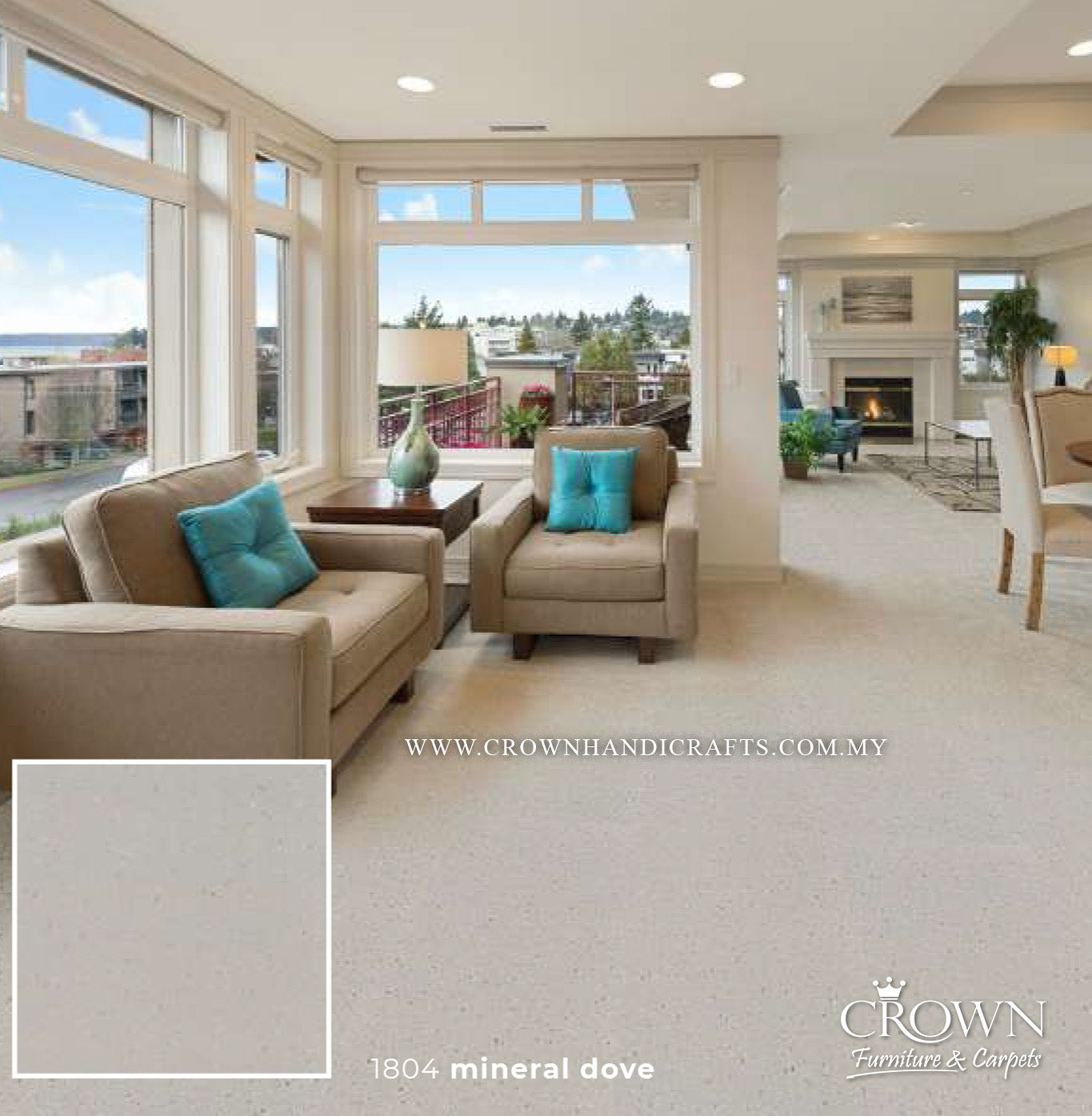 3MM KOREAN VINYL MIDI SQUARE 1804-MINERAL DOVE (FP) | 457X457 | WATERPROOF VINYL PLANK FLOORING | BOX 16PCS/35.9SF