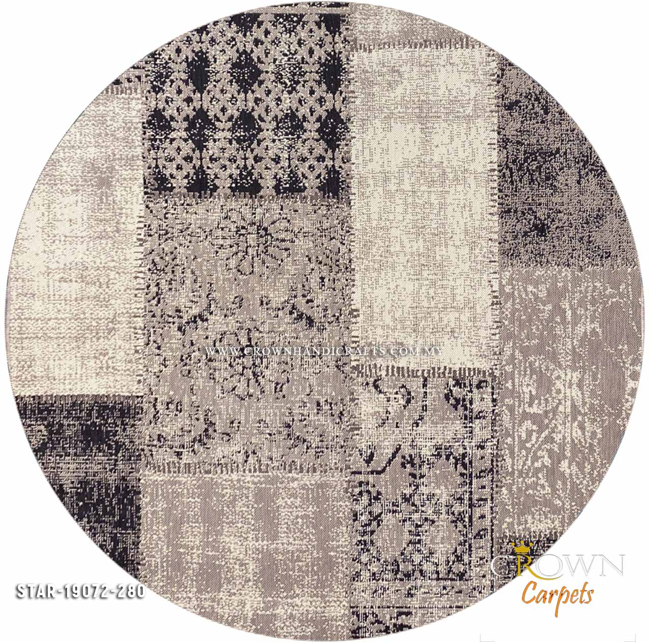 Modern Round Carpet Contemporary Design Turkey Carpets for Living Room | Star Round 19072-280