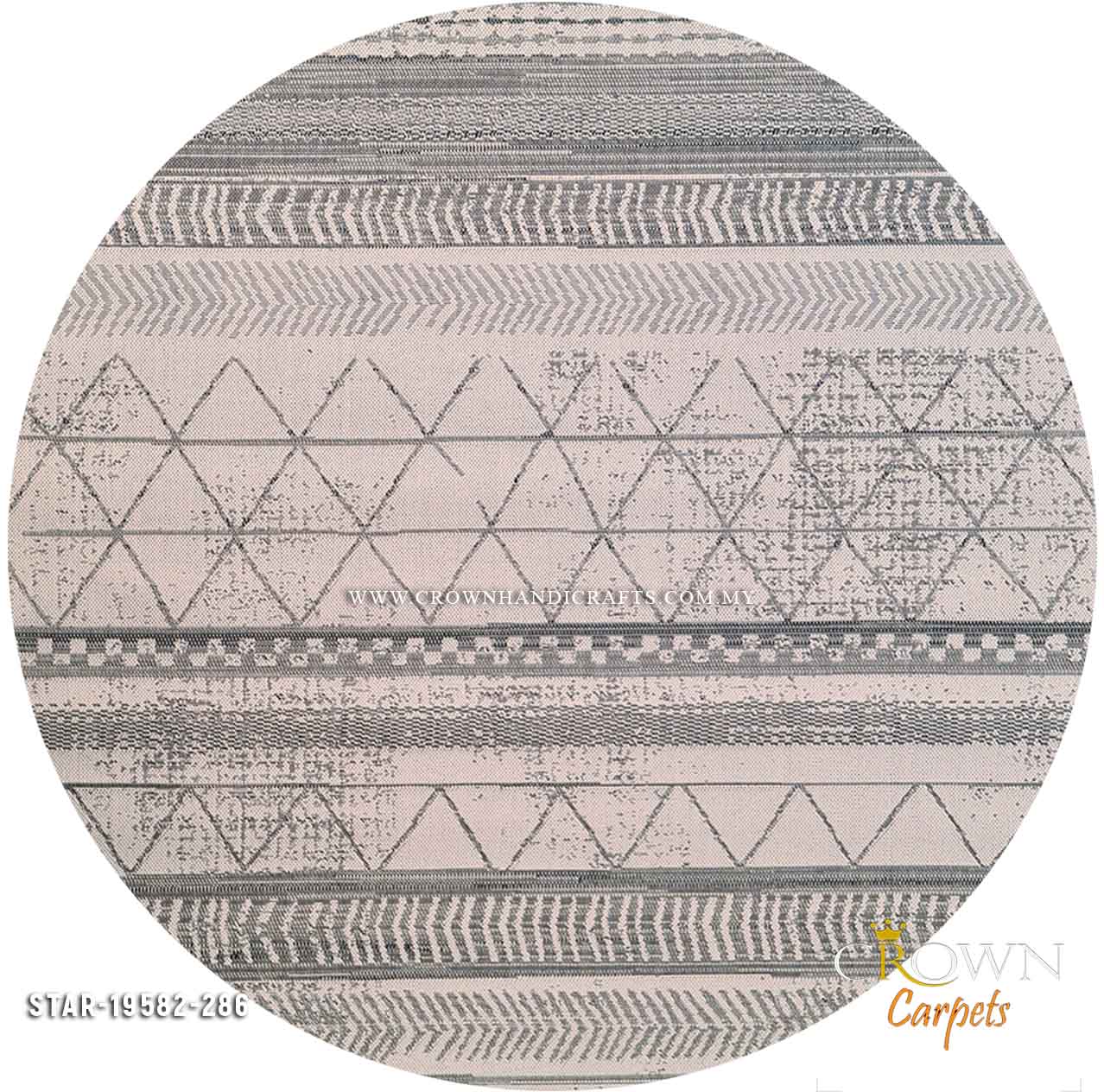 Designer Modern Round Carpets Turkish Rugs for Dining Living Room | Star Round 19582-286