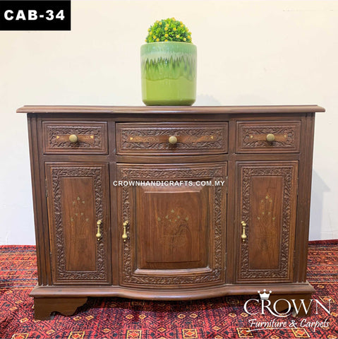 Solid Wood Chester Cabinet Perfect for Spaces in Living Room and Bedroom | Rosewood Teak Wood Shop Furniture in Malaysia | CAB-34 (L33 W24 H17 Inches)
