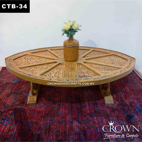 Leaf Shape Coffee Table with amazing Hand Carving | Solid Wood Coffee Table for your Living Room to create a lasting Impression| CTB-34 (L60 W42 H19 Inches)