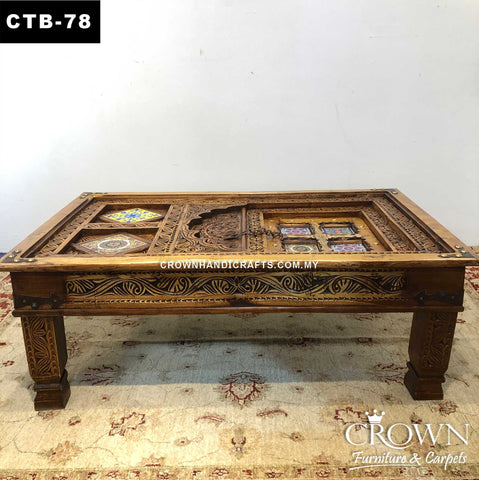 Handcrafted Monarch-Style Coffee Table | Timeless Vintage Charm for Your Living Room| CTB-78 (L49 W31 H18 Inches)