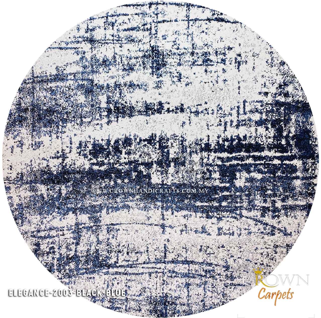 Transform Your Space: Featured Modern Carpets & Rugs for Elevated Style | Elegance 2003 Round Black-Blue
