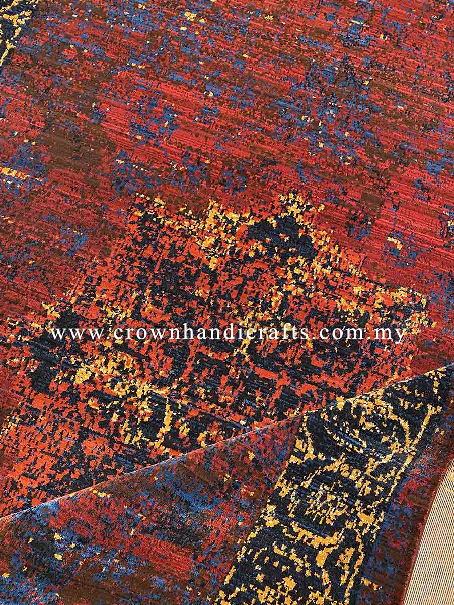 Persian Iranian Rug Wool Feel Man Made Abstract Style Geometric Motifs | Hamedan Sa123 Dark Blue