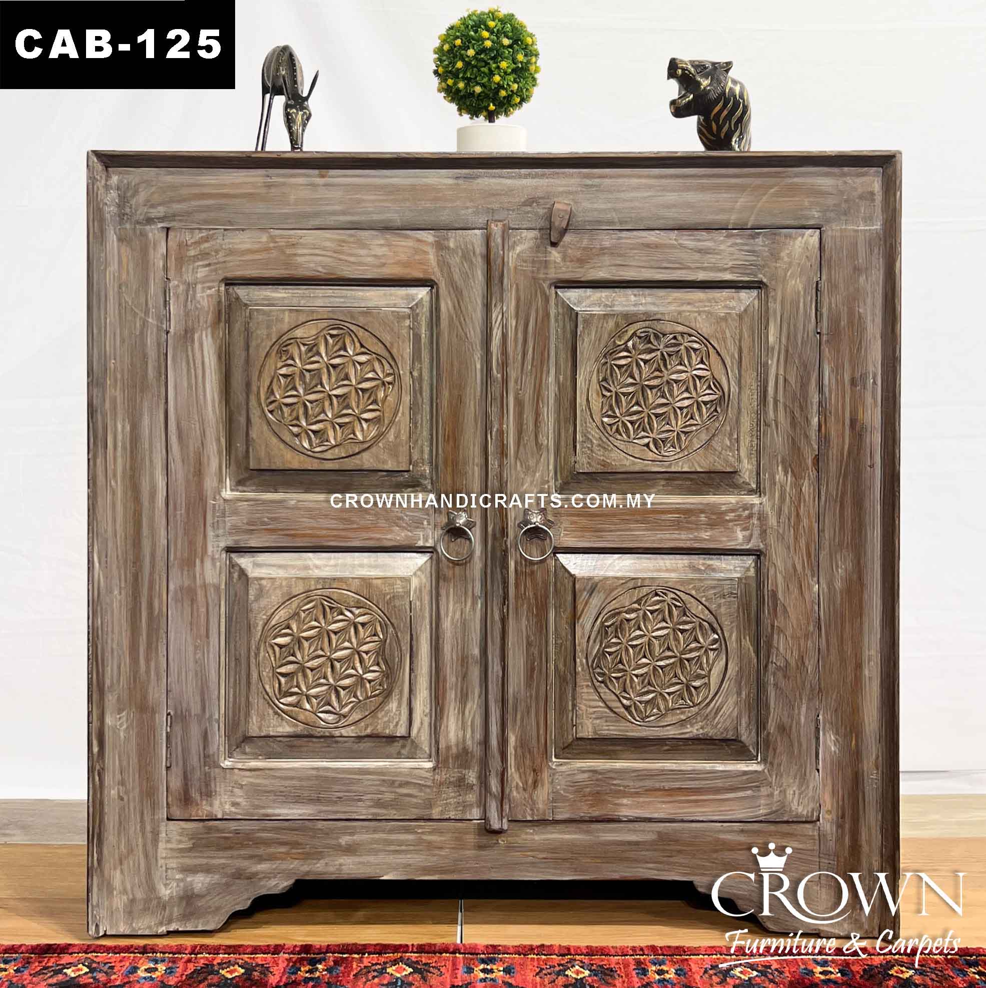 Limewash Cabinet with 2 Door Solid Wood Timeless Furniture Shop to Modernize Home Interior | CAB-125 (L37.5 W17.5 H37 Inches)