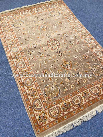 [6X4FT] Graceful Persian Rug 100% Silk and Wool High-Quality Hand-Knotted Authentic Iranian Design Turkey-Inspired SK Kashmir SILK WOOL CH 489