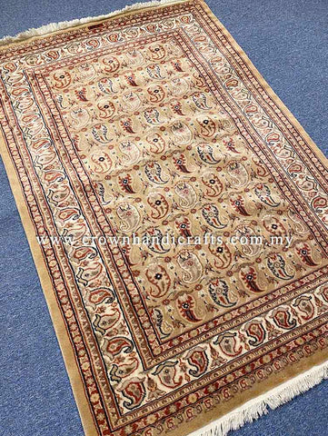 [6X4FT] Majestic Persian Rug 100% Silk and Wool High-Quality Hand-Knotted Authentic Iranian Design SK Kashmir SILK WOOL CH 758