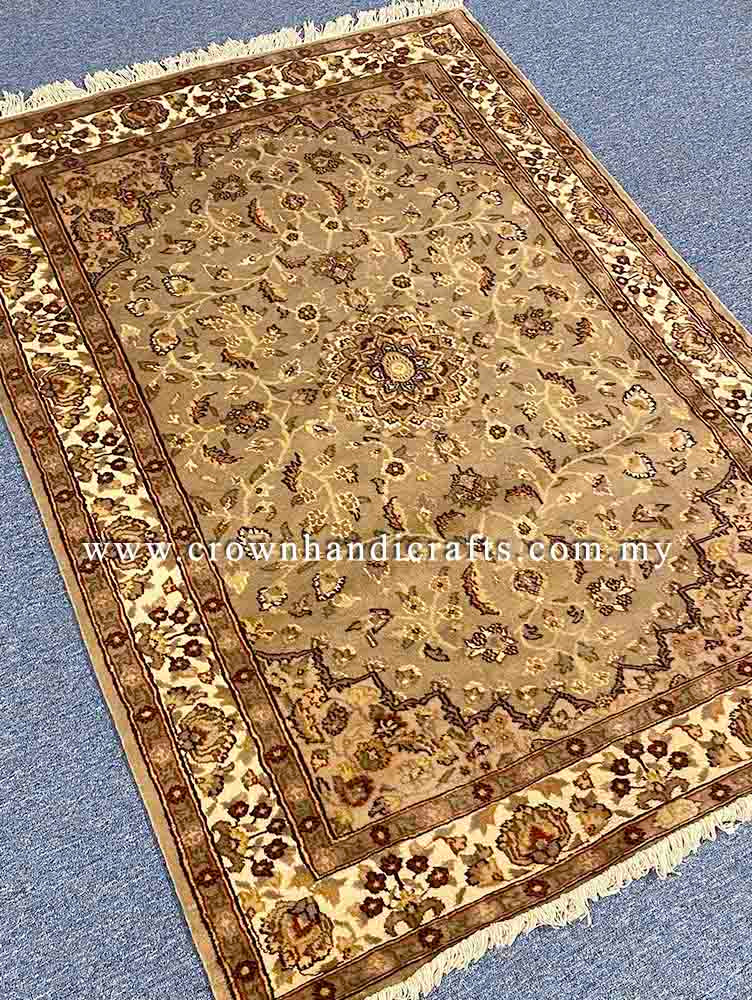 [6X4FT] Elegant Persian Carpet 100% Silk and Wool Hand-Knotted Authentic Iranian Design SK Kashmir SILK WOOL CH 1347