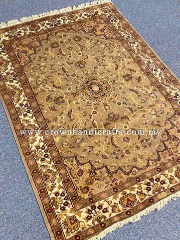 [6X4FT] Elegant Persian Carpet 100% Silk and Wool Hand-Knotted Authentic Iranian Design SK Kashmir SILK WOOL CH 1347