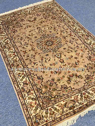 [6X4FT] Timeless Persian Carpet 100% Silk and Wool Premium Quality Hand-Knotted Authentic Iranian Rug Turkey-Inspired SK Kashmir Design SILK WOOL CH 2093