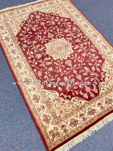 [6X4FT] Elegant Hand-Knotted Persian Rug 100% Silk and Wool Authentic Iranian Design SK Kashmir SILK WOOL CH 1626