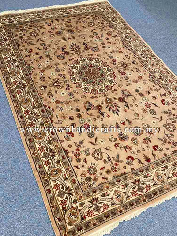 [5X8FT] Elegant Persian Carpet Hand-Knotted with 100% Silk and Wool Showcasing Intricate Patterns and Authentic Iranian Design SK Kashmir SILK WOOL CH 1602