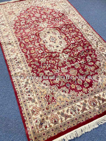 [5X8FT] Exquisite Persian Carpet Hand-Knotted with 100% Silk and Wool Showcasing Intricate Patterns and Authentic Iranian Design SK Kashmir SILK WOOL CH 2475