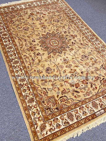 [5X8FT] Elegant Persian Rug Hand-Knotted with 100% Silk and Wool Showcasing Intricate Patterns and Authentic Iranian Design SK Kashmir SILK WOOL CH 550