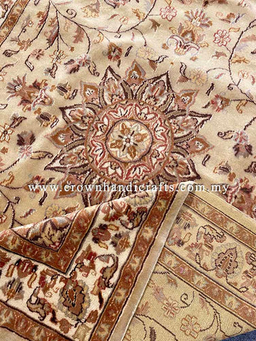 [5X8FT] Elegant Persian Rug Hand-Knotted with 100% Silk and Wool Showcasing Intricate Patterns and Authentic Iranian Design SK Kashmir SILK WOOL CH 550