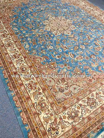 [12X9FT] Majestic Persian Carpet Meticulously Hand-Knotted with 100% Silk and Wool Showcasing a Premium Iranian Design Accentuated by Authentic Turkish Craftsmanship SK Kashmir SILK WOOL CH 2598