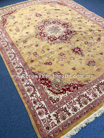 [11X8FT] Beautifully Crafted Persian Rug Hand-Knotted with 100% Silk and Wool Showcasing High-Quality Iranian Design with Authentic Turkish Elements SK Kashmir SILK WOOL CH 2604