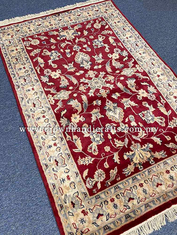 [6X4FT] Timeless Persian Rug Luxurious 100% Silk and Wool Hand-Knotted Authentic Iranian Design SK Kashmir Exquisite Craftsmanship SILK WOOL CH 1500