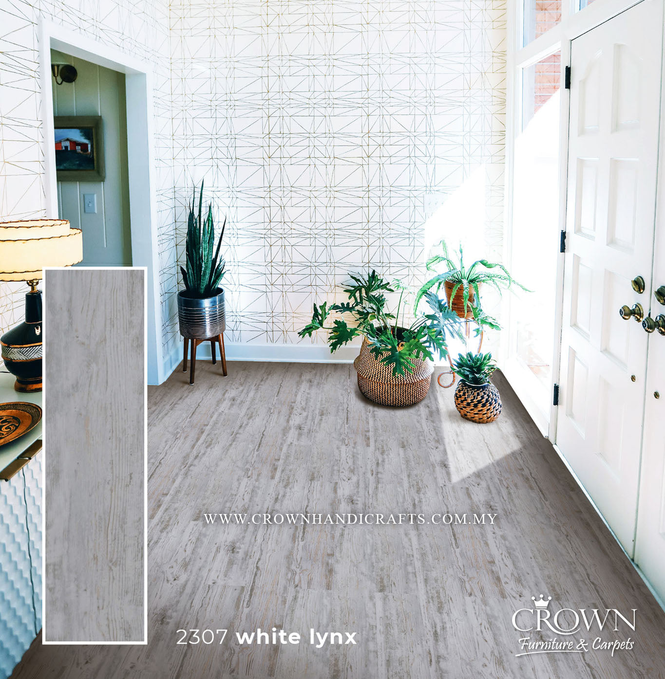 3MM KOREAN VINYL PLANK 2307-WHITE LYNX CLASSIC (FP) | 184X950 | AFFORDABLE WATERPROOF VINYL FLOORING MALAYSIA | BOX 19PCS/35.5SF