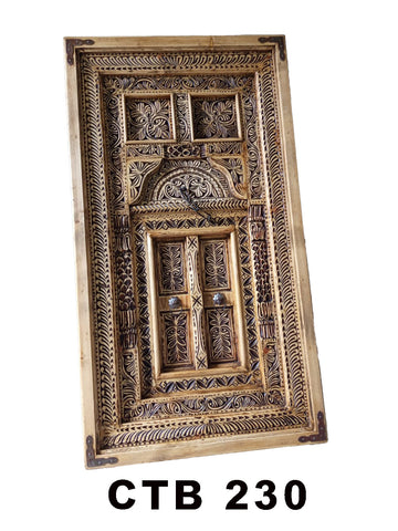 Royal Indian Palace Door Coffee Table | Solid Teak Wood Hand Carved with Antique Metal Details | CTB-230