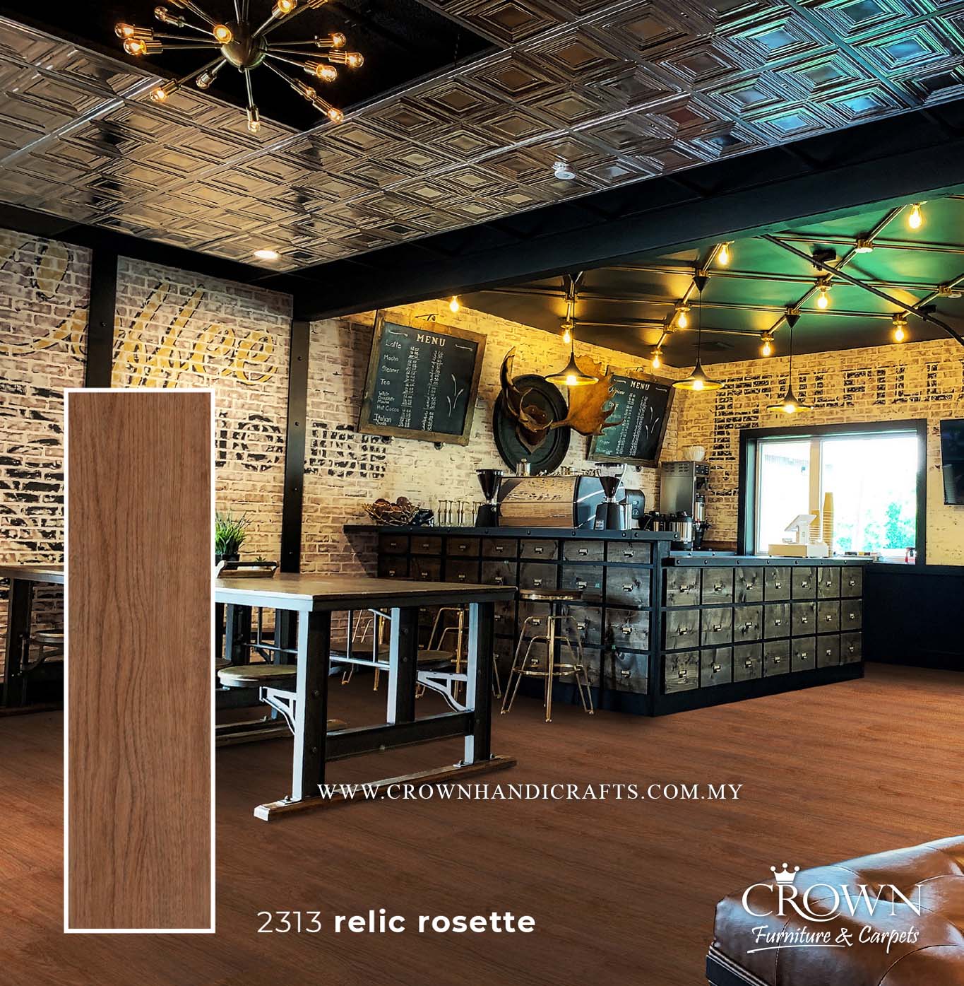 3MM KOREAN VINYL PLANK 2313-RELIC-ROSETTE CLASSIC (FP) | 184X950 | VINYL FLOORING FOR HOMES MALAYSIA | BOX 19PCS/35.5SF