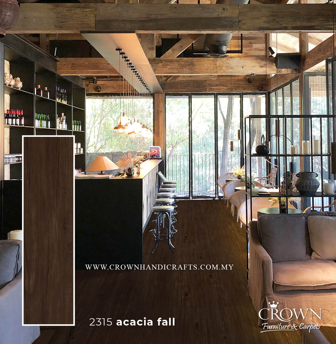 3MM KOREAN VINYL PLANK 2315-ACACIA FALL (FP) | 184X950 | EASY MAINTENANCE VINYL FLOORING MALAYSIA | BOX 19PCS/35.5SF