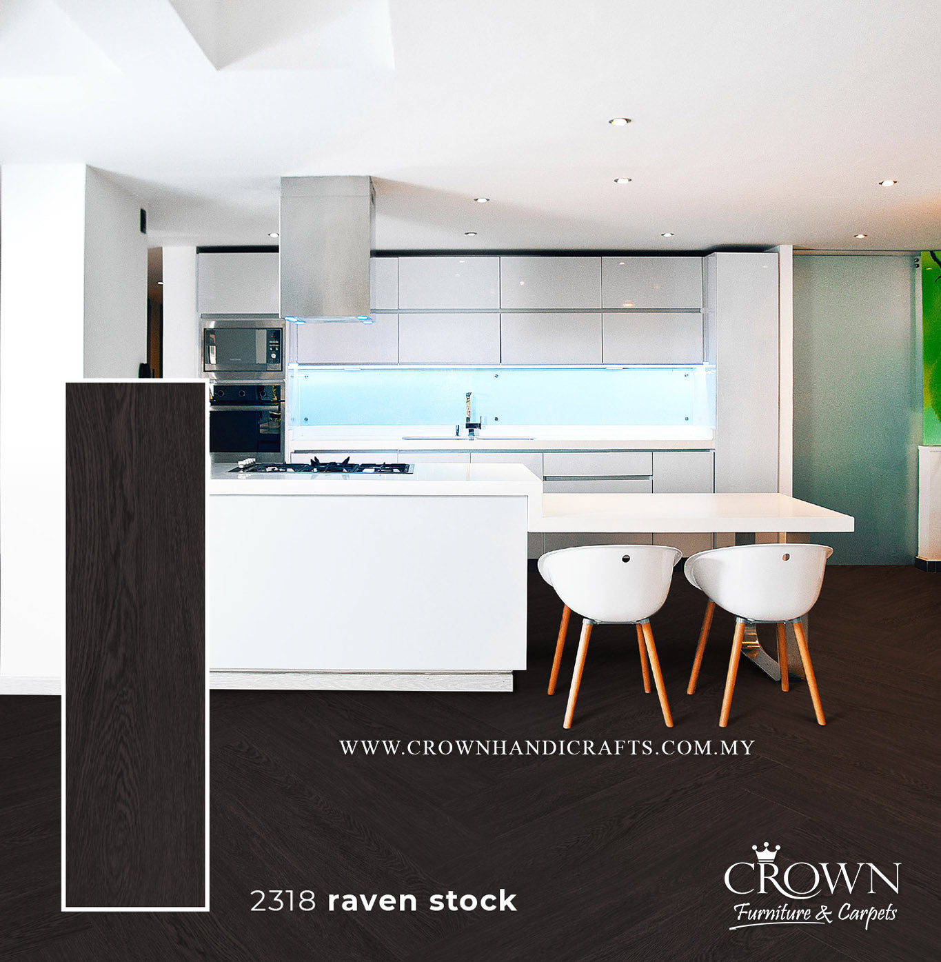 3MM KOREAN VINYL PLANK 2318-RAVEN STOCK (FP) | 184X950 | EASY MAINTENANCE VINYL FLOORING MALAYSIA | BOX 19PCS/35.5SF