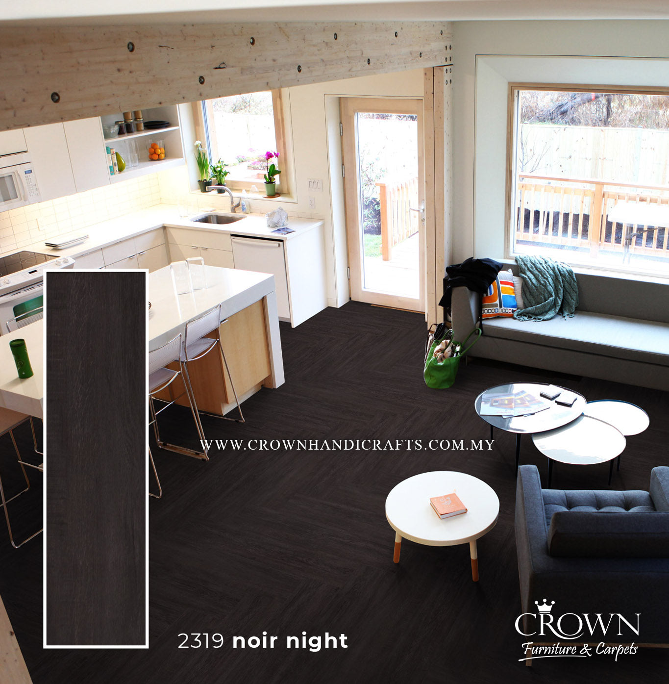 3MM KOREAN VINYL PLANK 2319-NOIR NIGHT (FP) | 184X950 | LUXURY VINYL TILE (LVT) FLOORING MALAYSIA | BOX 19PCS/35.5SF