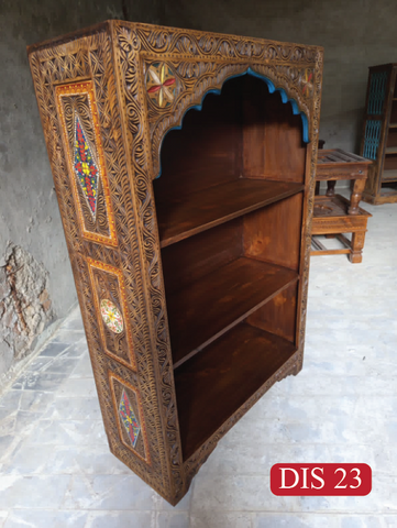 Artisan Wooden Display Cabinet | Hand-Painted & Hand-Carved Statement Furniture for FabulousLiving Rooms | DIS 23 (L39 W15.5 H60 Inches)