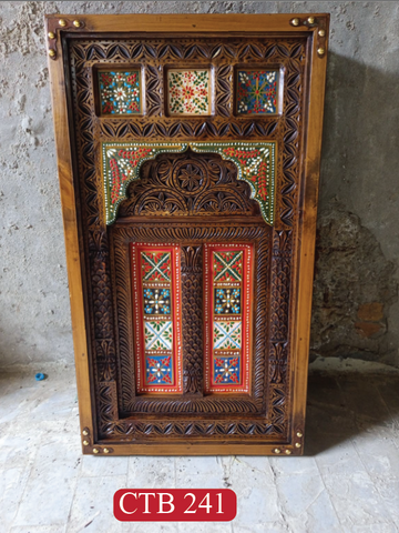 Heritage Rajasthan Coffee Table | Artisan Crafted Solid Wood with Brass Ornament Accents | CTB-241