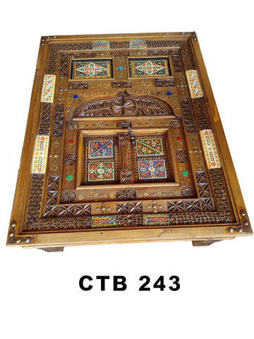Bohemian Rajasthan Coffee Table | Hand-Painted Solid Wood Accent Table with Traditional Palace Inspired Design | CTB-243