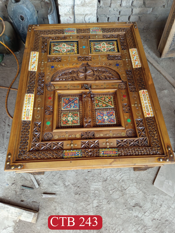 Bohemian Rajasthan Coffee Table | Hand-Painted Solid Wood Accent Table with Traditional Palace Inspired Design | CTB-243