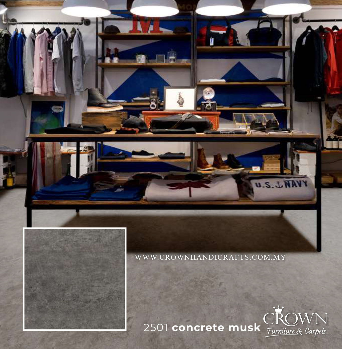 3MM KOREAN VINYL SQUARE 2501-CONCRETE MUSK (FP) | 457X457 | BEST-SELLING MARBLE VINYL FLOORING | BOX 16PCS/35.9SF