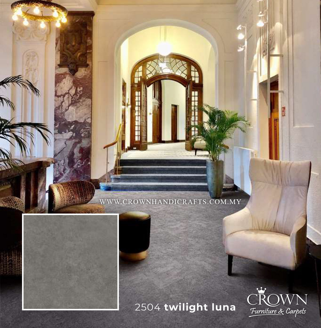 3MM KOREAN VINYL SQUARE  2504-TWILIGHT LUNA (FP) | 457X457 | SUPERIOR COMMERCIAL VINYL FLOORING MALAYSIA | BOX 16PCS/35.9SF