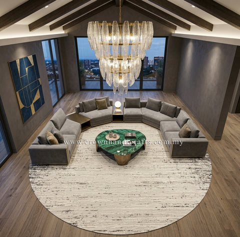 Transform Your Living Room, Bedroom with Sleek Handcrafted Rugs Modern-Meets-Heritage Carpets, Curated for Urban Elegance & Effortless Luxury | Modern Mix Round MM258 (160CM DIA)