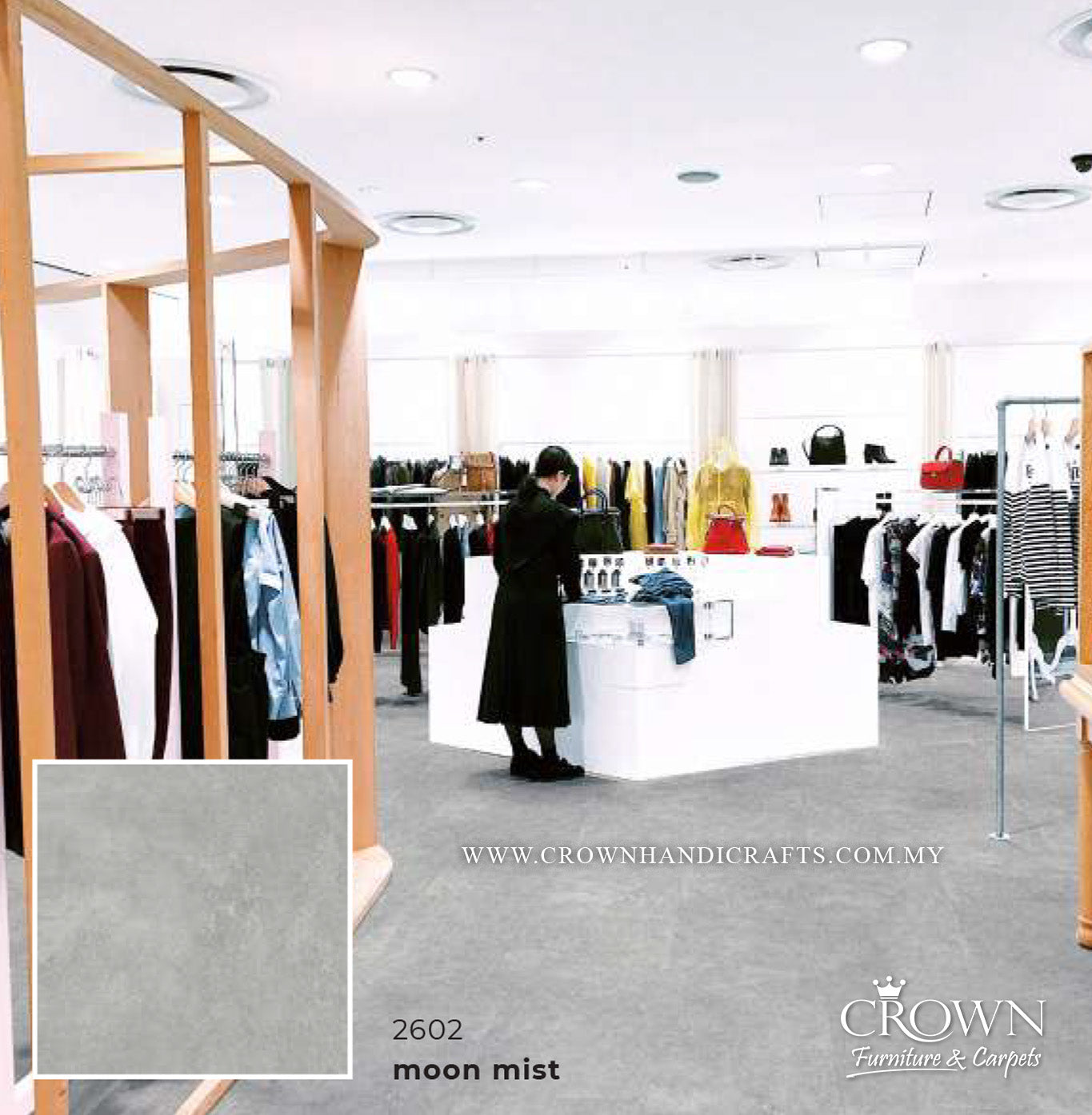 3MM KOREAN VINYL SQUARE PLUS 2602-MOON MIST (FP) | 600X600 | ELEGANT OAK VINYL PLANK FLOORING MALAYSIA | BOX 9PCS/34.8SF