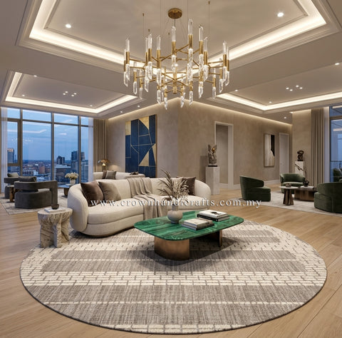Designer Turkish Rug Collections: Modern Carpets for Dining and Living Room Spaces | Modern Mix Round MM263 (160CM DIA)