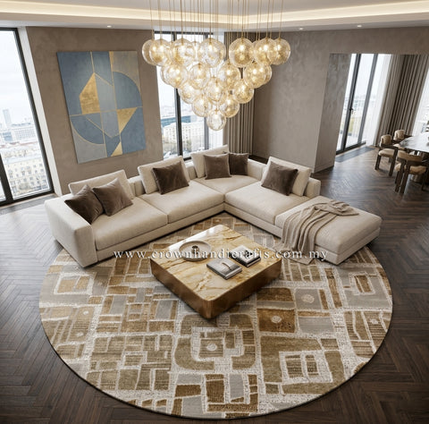 Malaysian Homes, Modern Style: Designer Rugs for Living Rooms | Modern Mix Round MM272 (152CM DIA)